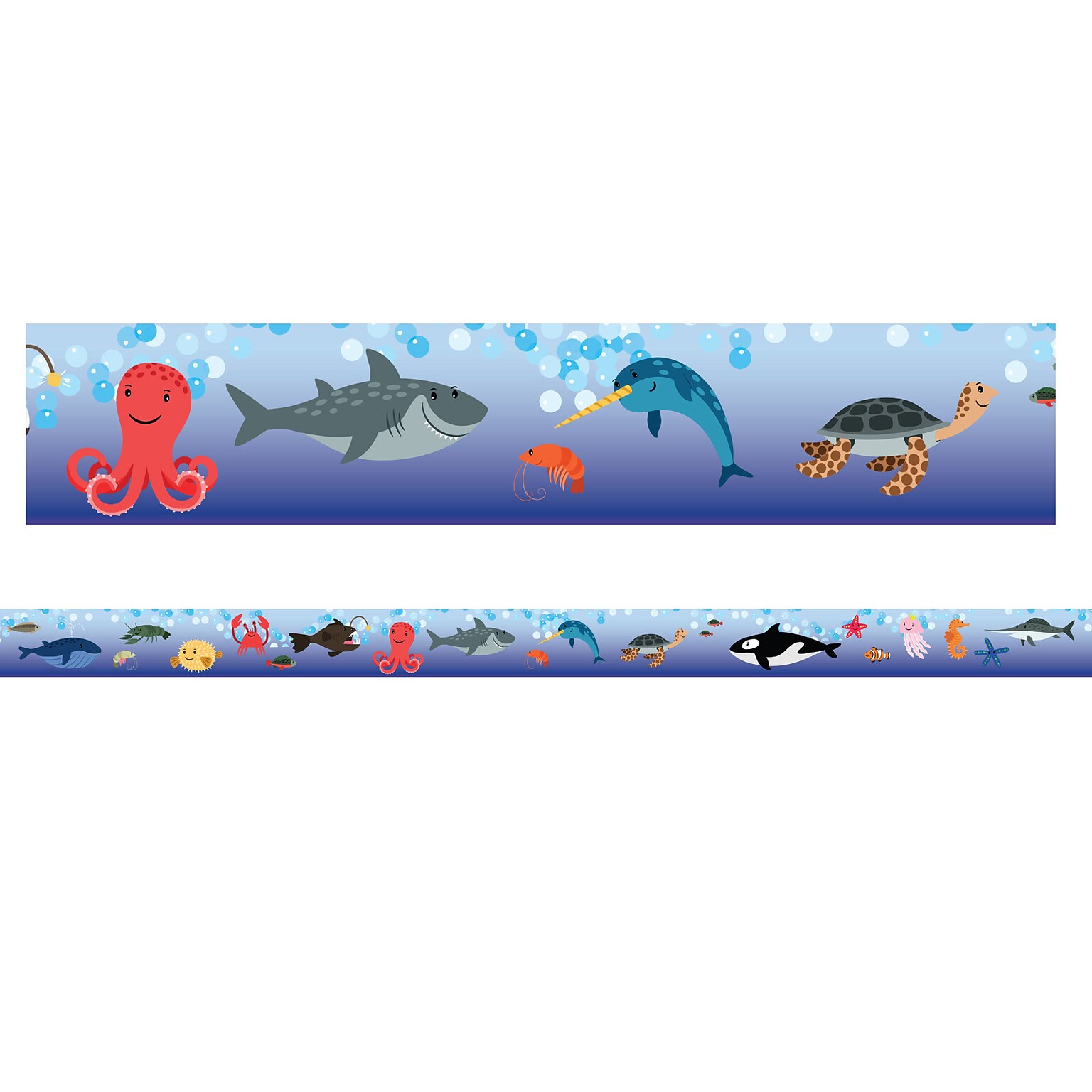 Charles Leonard Magnetic Straight Border, 1.5 x 24, Sea Life Theme, 12/Pack (CHL28118)