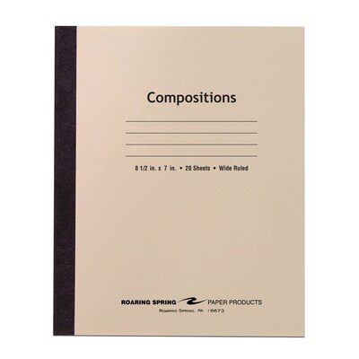 Roaring Spring Paper Products Composition Notebook, 7 x 8.5, Wide Ruled, 20 Sheets, Manila (77340)