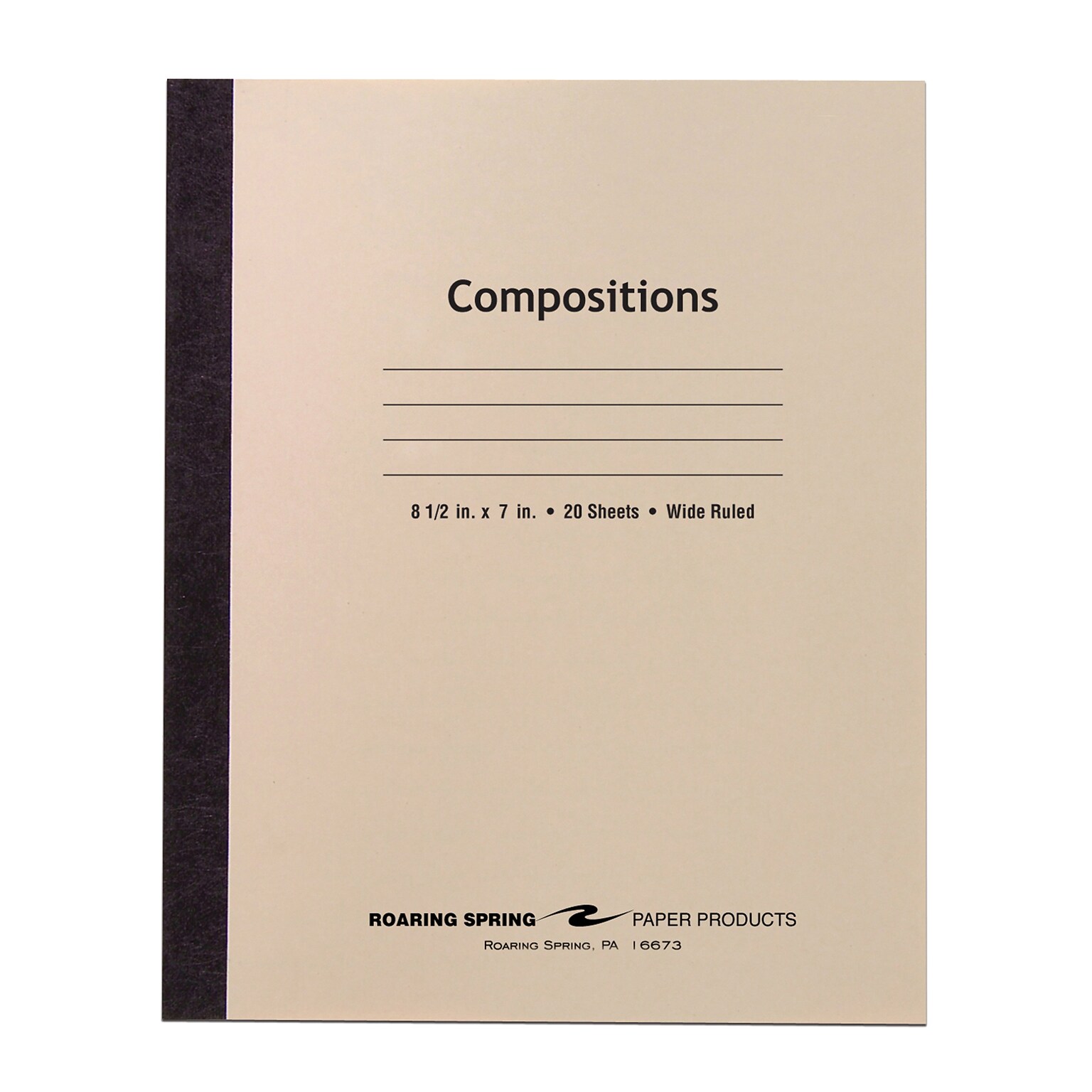 Roaring Spring Paper Products Composition Notebook, 7 x 8.5, Wide Ruled, 20 Sheets, Manila (77340)