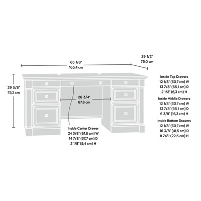 Sauder Palladia 65"W Executive Desk, Glacier Oak (432726)