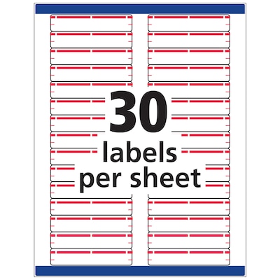 Avery TrueBlock Laser/Inkjet File Folder Labels, 2/3" x 3 7/16", Red, 1500 Labels Per Pack (5066)