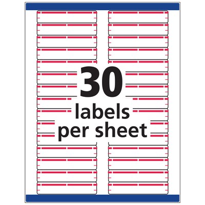 Avery TrueBlock Laser/Inkjet File Folder Labels, 2/3" x 3-7/16", White/Red, 1,500 Labels/Pack (5066)