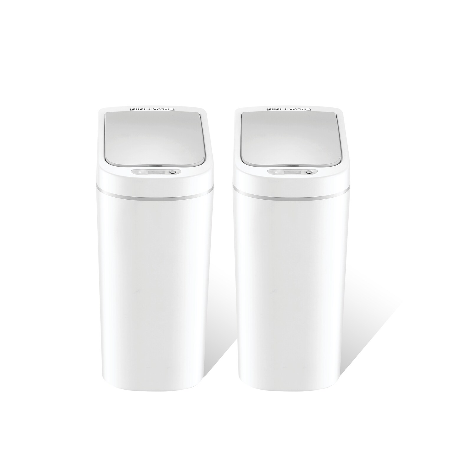 NineStars Plastic Indoor Automatic Sensor Trash Cans, 1.85 Gallons, White, 2 Count (DZT-7-2B)