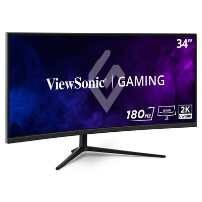ViewSonic 34 Curved WQHD 180Hz LED AMD FreeSync Gaming Monitor, HDR10, Adjustable, Black (VX3418C-2