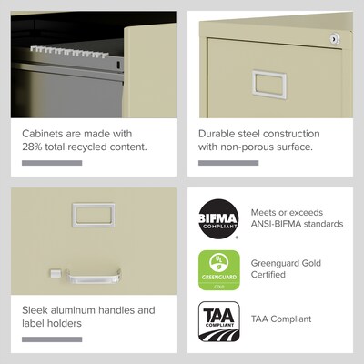 2-Drawer Vertical File Cabinet, Letter-Size, Putty, 22" Deep (17889)