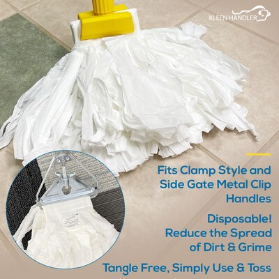 BISON LIFE Kleen Handler String Non Woven Disposable Wet Mop Head, 12 oz., White, 24/Pack (BP-ES-NWFSM-W-1A)