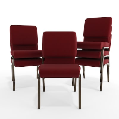 Flash Furniture HERCULES Series Fabric Stacking Church Chair, Burgundy/Gold Vein Frame (XCH60096BY)