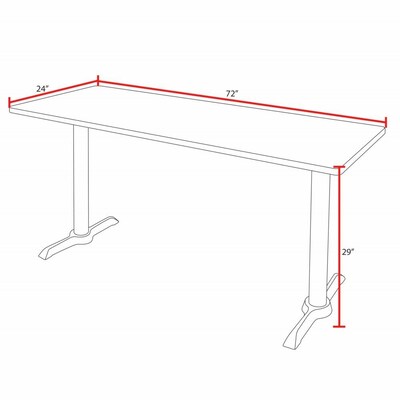 Regency Cain Steel T-Base Training Seminar Table, 72" x 24", Neo Walnut/Black Base (MTRCT7224NW)