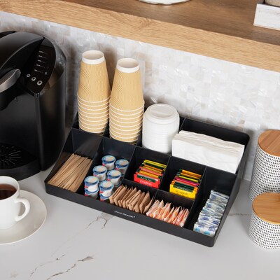 Mind Reader 11 Compartment Plastic Condiments Countertop Organizer, Black (COMORG-BLK)