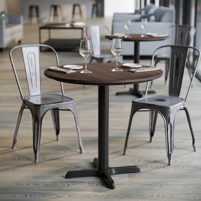 Flash Furniture Acadia 31.25" Round Wooden Dining Table with X-Base, Dark Brown/Black Base (STRD31WBRT2222)