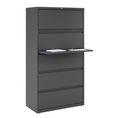 Quill Brand® 5-Drawer Lateral File Cabinet, Locking, Letter/Legal, Charcoal, 36"W (26827D)