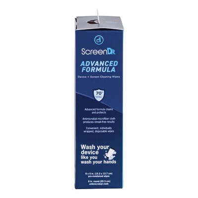 Digital Innovations Screen Dr Advanced Formula Individually Wrapped Screen Cleaning Wipes, 120 Wipes, 1 Microfiber Cloth (32348)