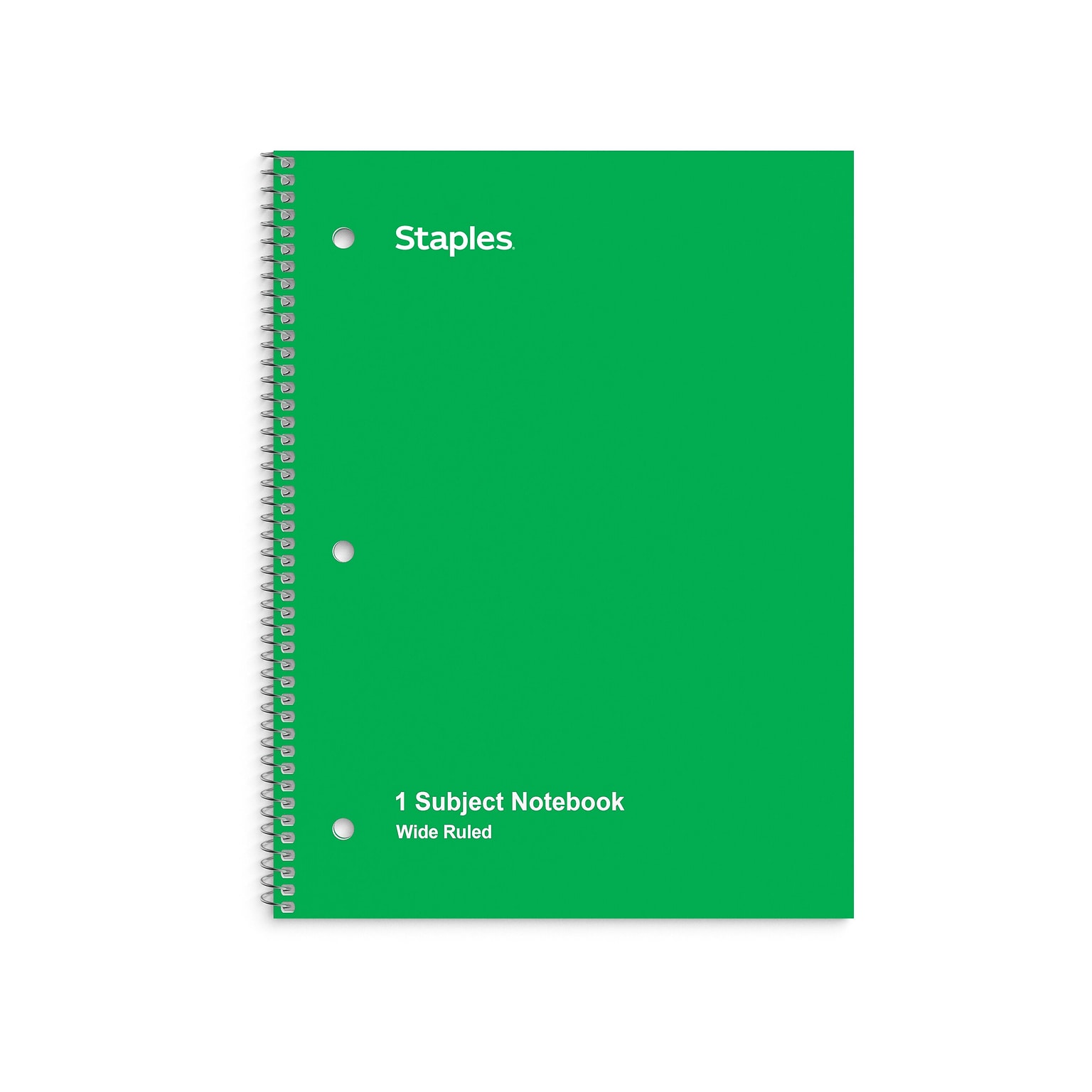 Staples 1-Subject Notebook, 8 x 10.5, Wide Ruled, 70 Sheets, Green (TR24006)