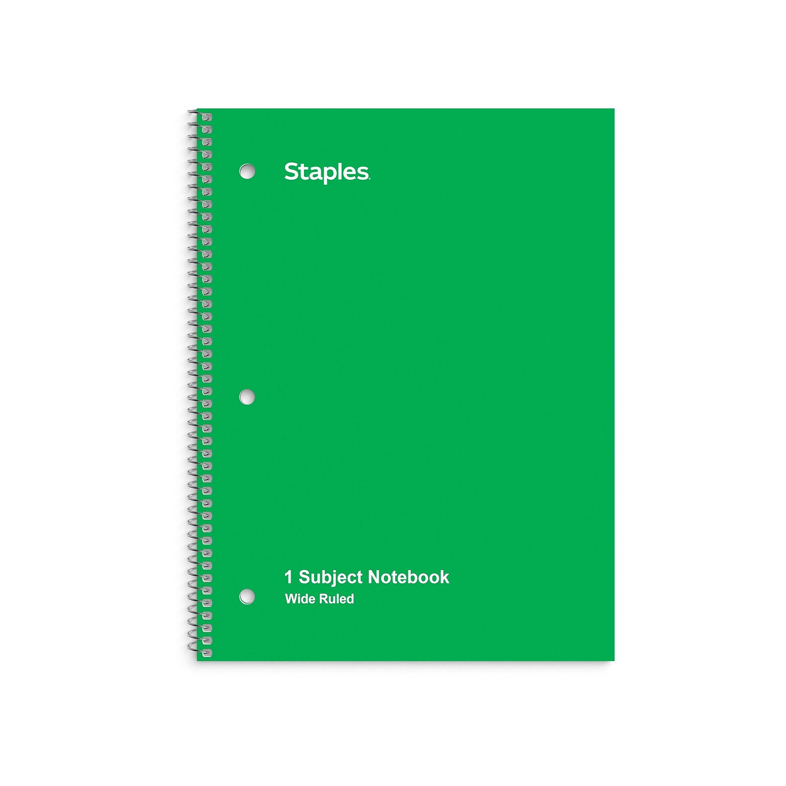 Staples 1-Subject Notebook, 8 x 10.5, Wide Ruled, 70 Sheets, Green (TR24006)