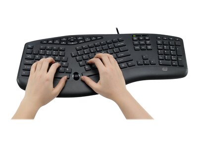 Adesso Tru-Form Media Ergonomic Keyboard, Black (AKB-160UB)