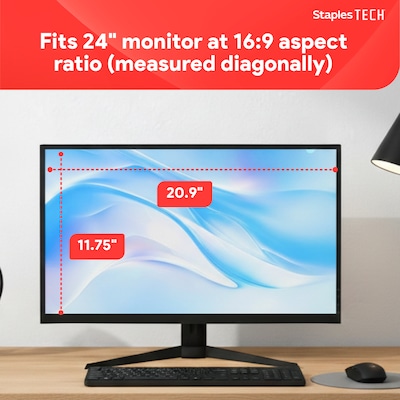 Staples TECH Anti-Glare Privacy Filter for 24" Widescreen Monitor (16:9) (ST62136-CC)