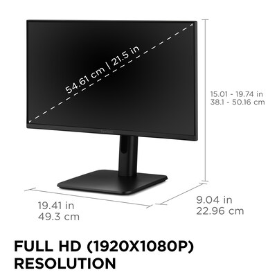 ViewSonic Ergonomic 22" FHD 120Hz LCD Monitor, Adjustable, Universal Docking Station, Black (VG2242)