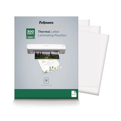 Fellowes Thermal Laminating Pouch, Letter Size, 3 Mil, 300/Pack (5247101)