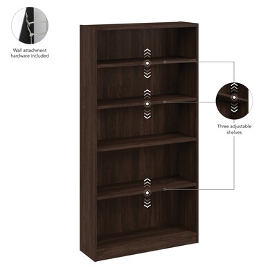 Bush Business Furniture Vista Tall 5 Shelf Bookcase, Black Walnut (VSB12453-Z)