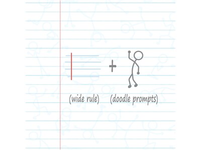 DOODLEWRITE 1-Subject Notebooks, 8" x 10.5", Wide Ruled, 50 Sheets, White, /Carton (11101CS)