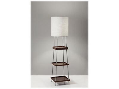 Adesso Henry 63.25 Brushed Steel/Wood Floor Lamp with Cylindrical Shade (3459-15)