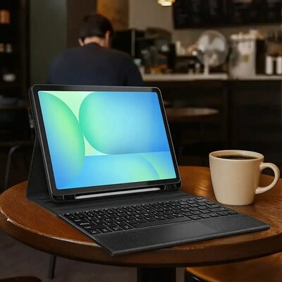 SaharaCase Navigation Series Keyboard Case with Track Pad for Galaxy Tab S10 FE+, Scorpion Black, (TB00475)