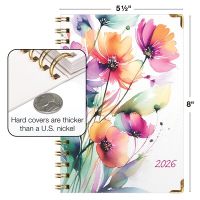 2026 Global Printed Products 5.5" x 8" Weekly & Monthly Planner, Paperboard Cover, Rainbow Floral (FSHN-CY26-58-53)