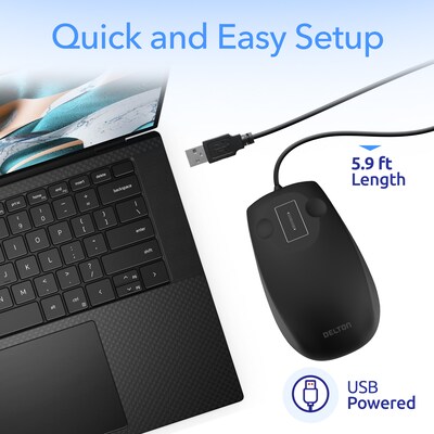 Delton M41 Ambidextrous Optical USB Mouse, Black (DMSWM41-U)