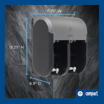 Georgia-Pacific Compact 4-Roll Quad Coreless Toilet Paper Dispenser, Silver (56746A)