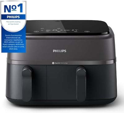 Philips 3000 Series 9.5 Qt. Dual Basket Air Fryer, Black (NA35100)