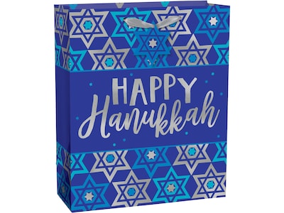 Amscan Happy Hanukkah Gift Bag, Blue/Silver, 12/Pack (170543)