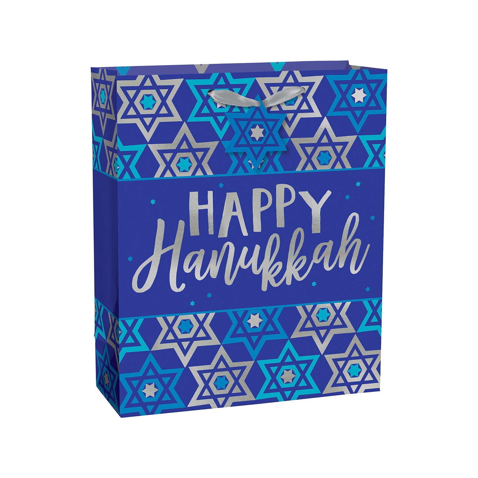 Amscan Happy Hanukkah Gift Bag, Blue/Silver, 12/Pack (170543)