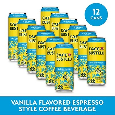 Café Bustelo Ready to Drink Café con Vainilla Liquid Coffee, Espresso Roast, 11 oz., 12 Cans/Carton (62917)
