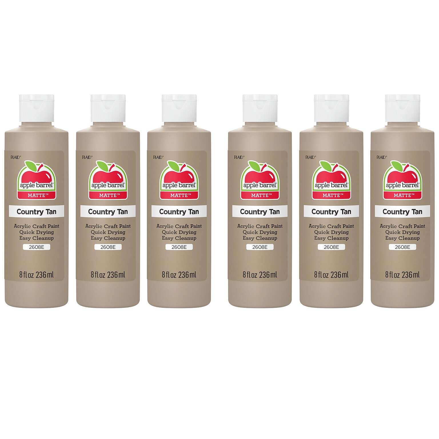 Apple Barrel Acrylic Paint Matte, 8oz., Country Tan, 6/Pack (APP2608E-6)