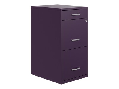 Space Solutions SOHO Organizer 3-Drawer Vertical File Cabinet, Letter Size, Lockable, Midnight Purpl