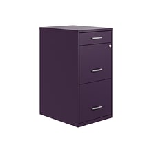 Space Solutions SOHO Organizer 3-Drawer Vertical File Cabinet, Letter Size, Lockable, Midnight Purpl