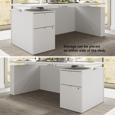 Bush Business Furniture Stratus 72"W Electric Adjustable Standing Desk with File Cabinet, White (SUT008WH)