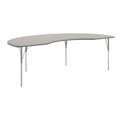 Flash Furniture Wren Kidney Activity Table, 96 x 48, Height Adjustable, Light Gray Top/Silver Frame (XUA4896KDLGTA)