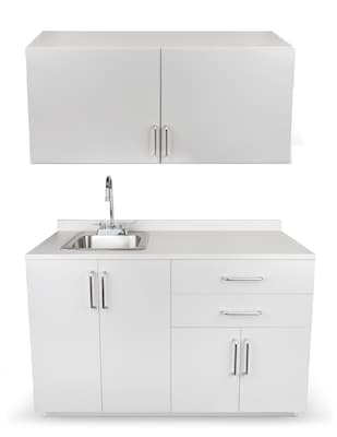 Viva Comfort 36 H x 48 W Medical Cabinet with Left Sink and 48 W Wall Cabinet, 4 Doors, 2 Drawers, Gray (90248LS-GRY-WAL)