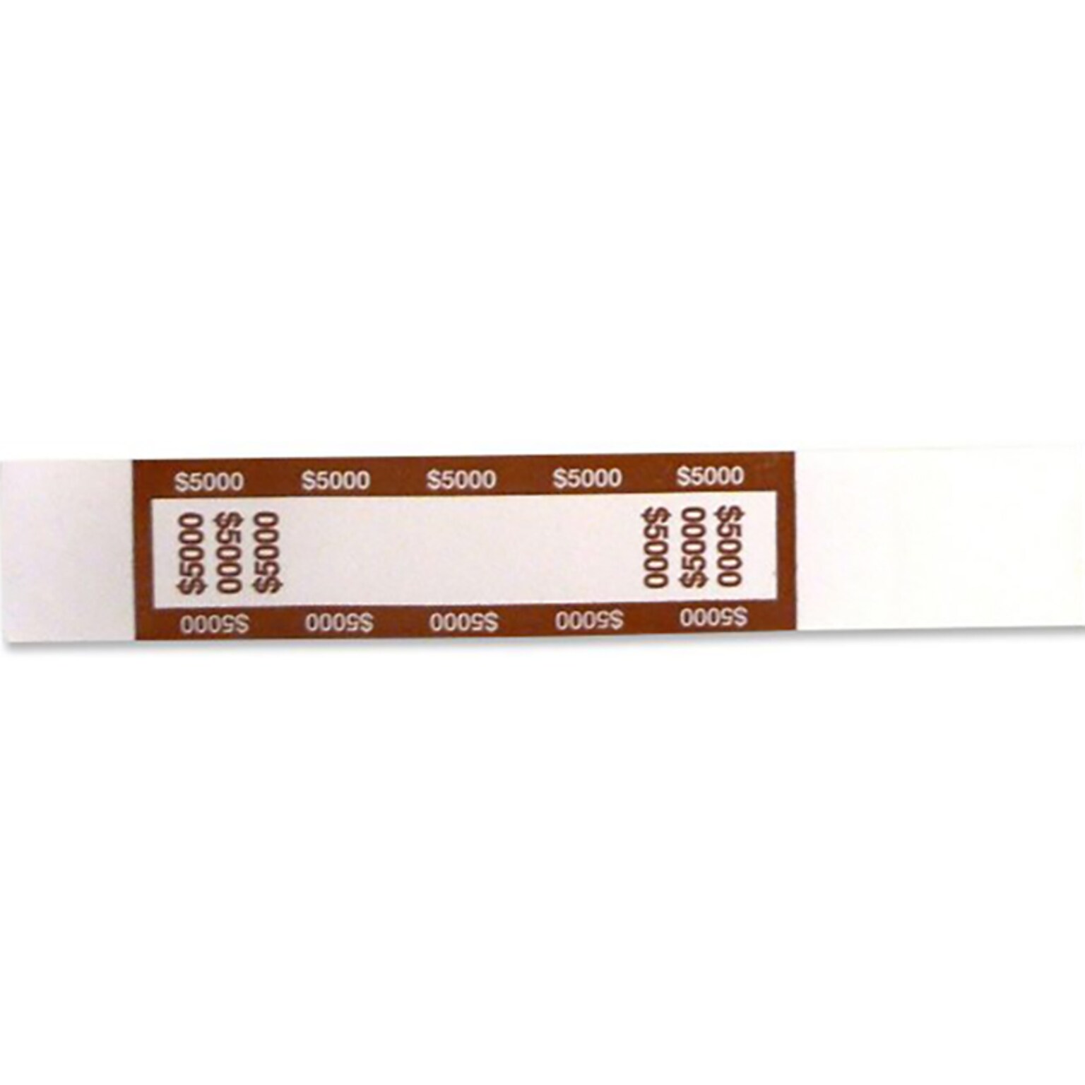 CONTROLTEK $5000 Currency Strap, White/Brown, 1000/Pack (560022)