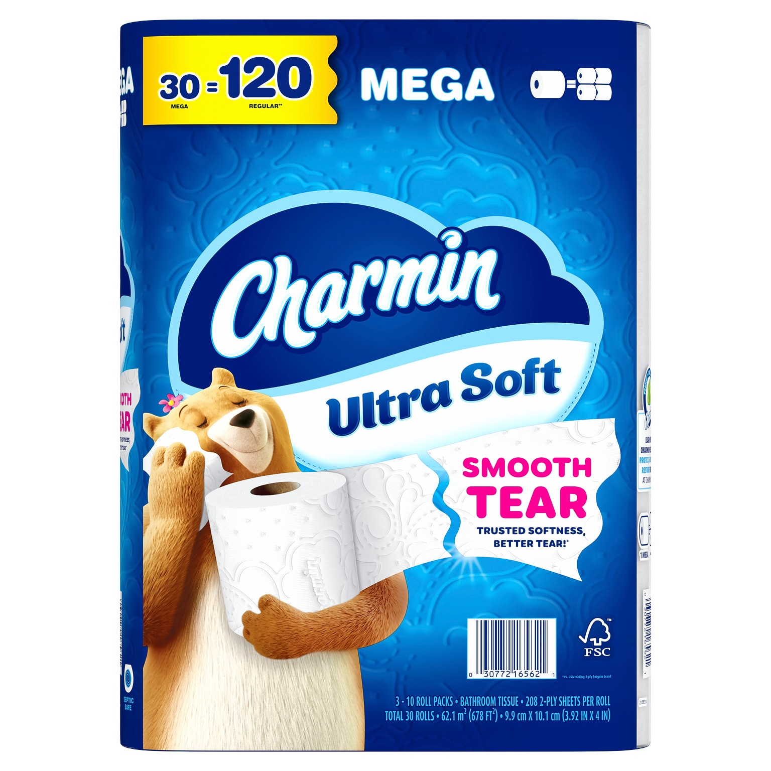 Charmin Ultra Soft Megs Toilet Paper, 2-Ply, White, 208 Sheets/Roll, 30 Rolls/Case (88029)
