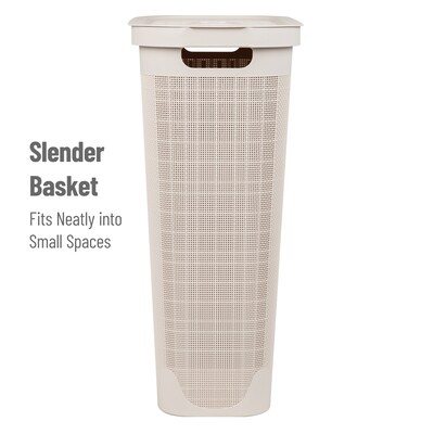 Mind Reader 10.57-Gallon Hamper with Lid, Plastic, Ivory (40FABHAMP-IVO)