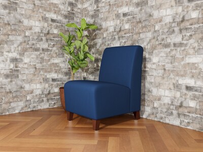 Lesro Ravenna Vinyl Guest Chair, Armless, Patriot Plus Imperial Blue/Walnut Wood (RV1102.FWL-01PPIB)