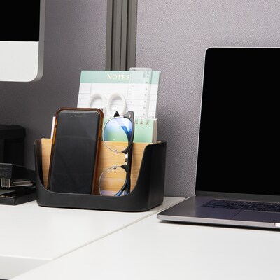 Mind Reader 5-Compartment Plastic Desk Organizer, Black (SLORG-BLK)