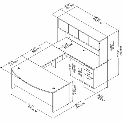 Bush Business Furniture Studio C 72"W U Shaped Desk with Hutch and Mobile File Cabinet, Platinum Gray (STC003PGSU)