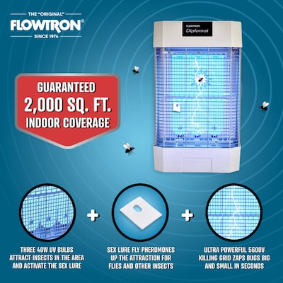 Flowtron Electric Diplomat Indoor Bug Zapper, 2000 sq. ft. Coverage, 120W UV Light (FLWFC7800)