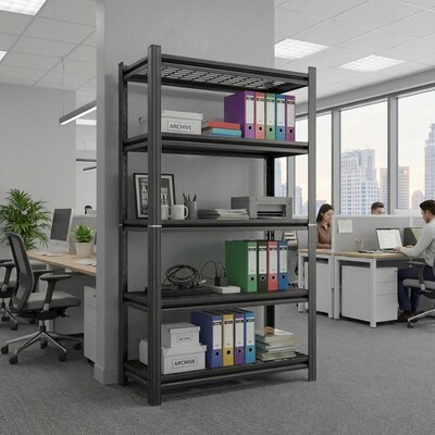 FlexiSpot 5-Shelf Metal Storage Rack, 71.2" x 35.4" x 15.7", Black (CJ021-DJ)