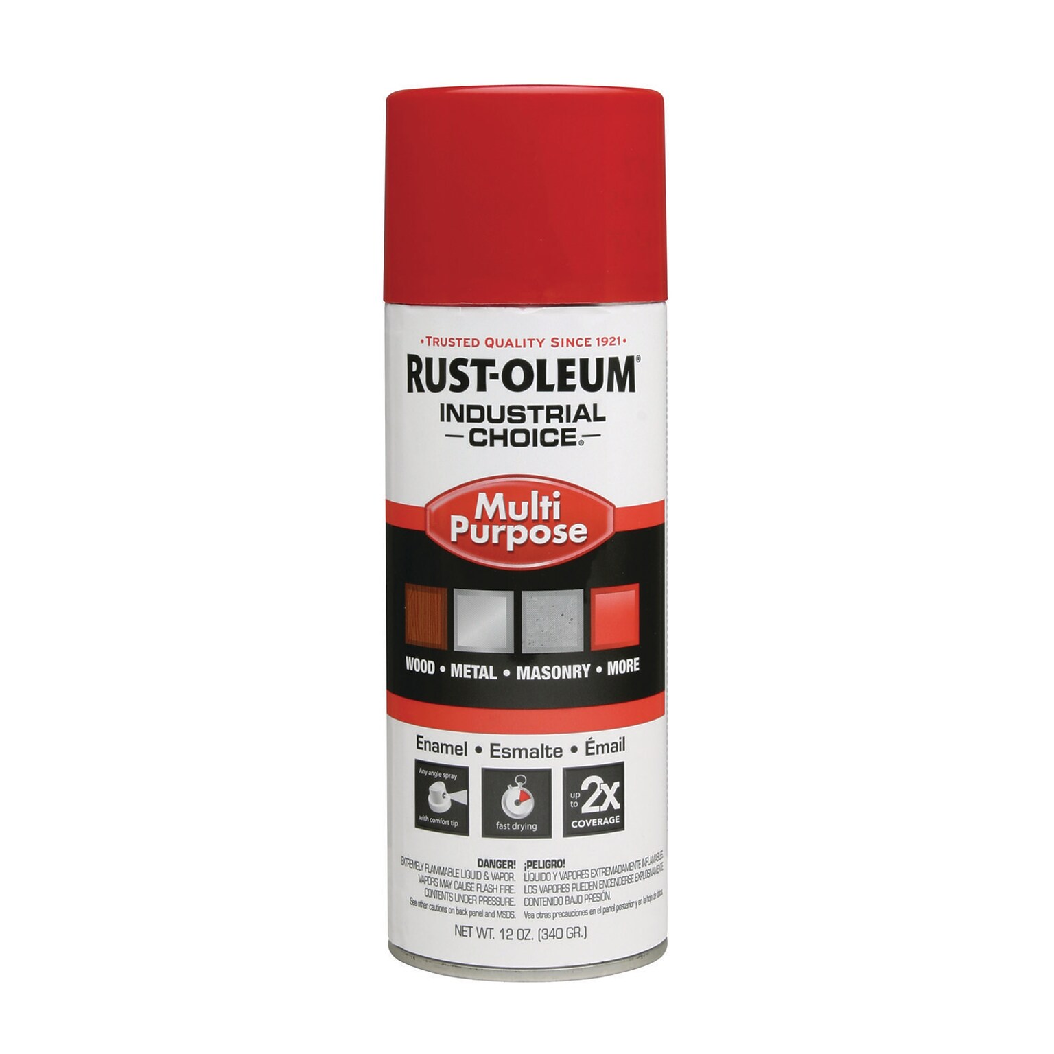 Rust-Oleum Industrial Choice 1600 System Multi-Purpose Enamel Spray Paint, 12 oz. Can, Flat Safety Red, 6/Carton (RST1660830)