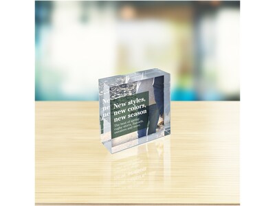 Azar Sign Holder, 3" x 3", Desktop/Wall, Clear Acrylic, 2/Pack (104553-2PK)