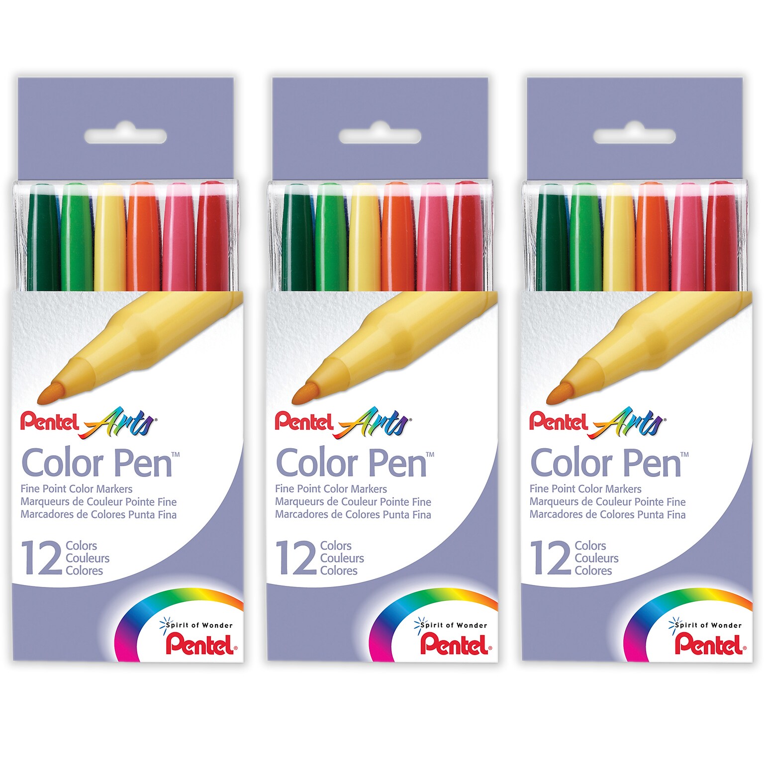 Pentel Color Pen, Assorted Ink, Dozen (PTAS36012-3)